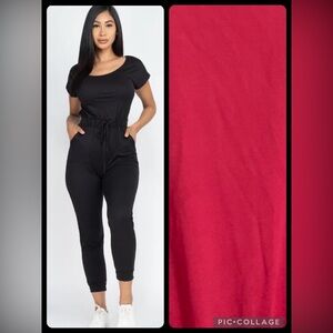 (B2)‎ NEW CAPELLA Women's Fuchsia Pink Athleisure Casual Jumpsuit Small S